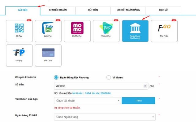 Hướng dẫn Nạp Tiền nhà cái Fun88 - Đơn Giản và Hiệu Quả